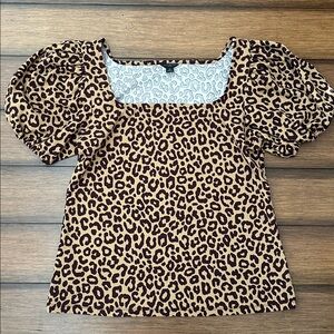 Ann Taylor Brown Leopard Print Blouse Size MP